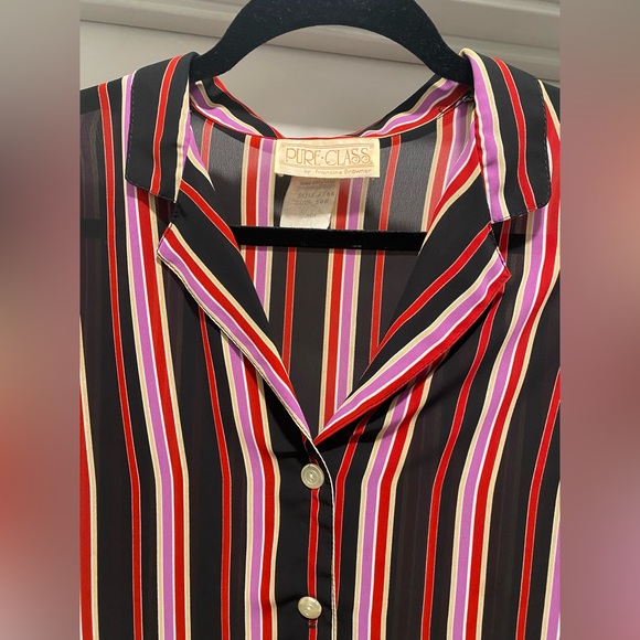 Vintage Pure Class by Francine Browner Multicolor Vertical Stripe Blouse Top - Picture 2 of 7